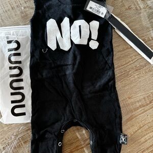 Nununu Black Romper with Bold White Print